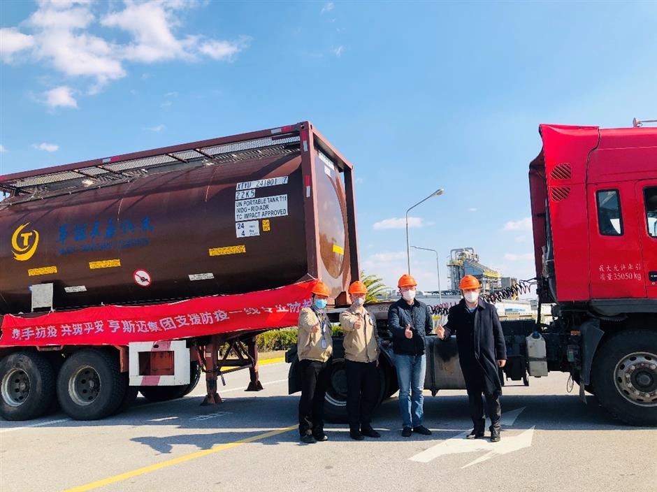 Huntsman donates raw materials to combat coronavirus